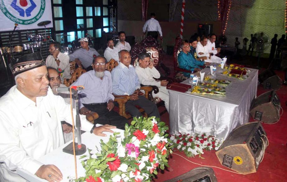 CCC Mayor M Monzoor Alam speaking at the inauguration ceremony of road, sports complex and office bhaban at Chandgaon Residential Welfare Association area in the city yesterday.