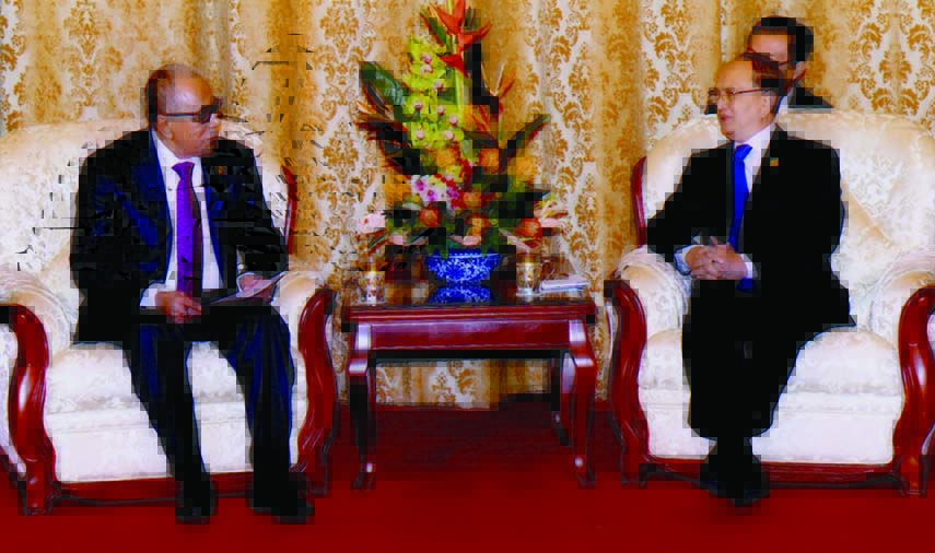 President Abdul Hamid at a bilateral meeting with Myanmar President U Thein Sein at Diaoyutai State Guest House in Beijing on Sunday. PID photo