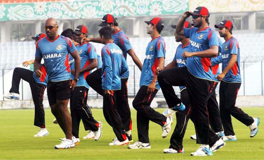 Players of Bangladesh National Cricket team took part a practice session at the Zahur Ahmed Stadium in Chittagong on Monday. Bangladesh play their 3rd Test match against Zimbabwe in Chittagong from tomorrow (Wednesday).
