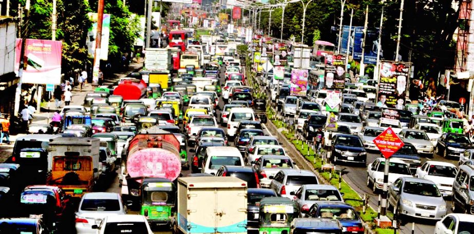 City witnessed massive traffic gridlock. This snap was taken from Bangla Motor area on Monday.