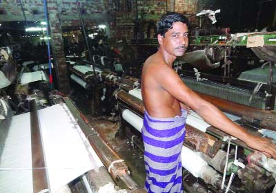 NARSINGDI: A workers working in a handloom factury in Narsindi.