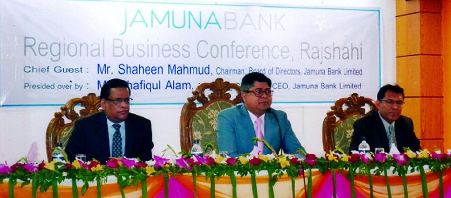 Shaheen Mahmud, Chairman of the Board of Directors of Jamuna Bank Limited, inaugurating the "Regional Business Conference" of Rajshahi Zone at a local hotel recently. Shafiqul Alam, Managing Director of the bank presided.