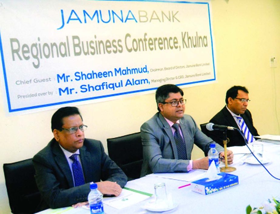 Shaheen Mahmud, Chairman of the Board of Directors of Jamuna Bank Limited, inaugurating Regional Business Conference, Khulna Zone of the bank at a Jessore hotel recently. Shafiqul Alam, Managing Director & CEO of the bank presided.