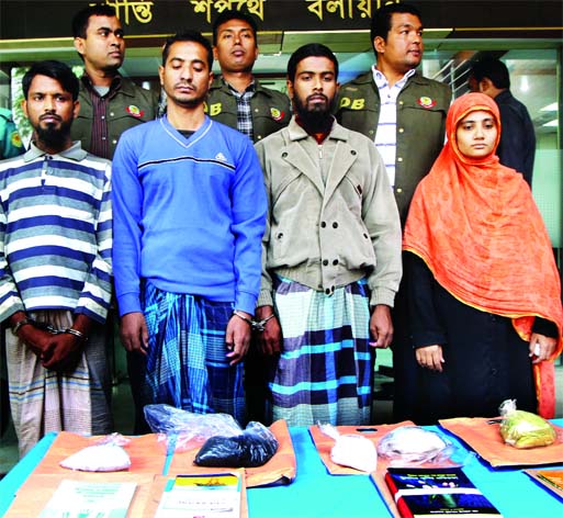 Four alleged JMB militants including women wing chief 'Fatima' were arrested by DB police from the city's Sadarghat area on Sunday.