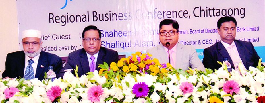 Shaheen Mahmud, Chairman of the Board of Directors of Jamuna Bank Limited, inaugurating "Regional Business Conference" of Chittagong Zone at a Chittagong city hotel recently. Shafiqul Alam, Managing Director of the bank presided.