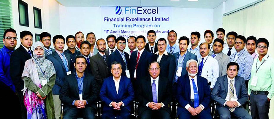 Helal Ahmed Chowdhury, Managing Director and CEO of Pubali Bank Ltd, poses with the participants of a three-day long training on "IT Audit Management in Banks and Financial Institutions" organised by Financial Excellence Limited recently.