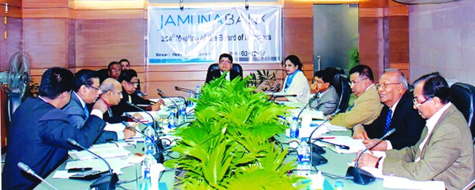 Shaheen Mahmud, Chairman of the Board of Directors of Jamuna Bank Limited, presiding over the 254th board meeting at its head office recently.