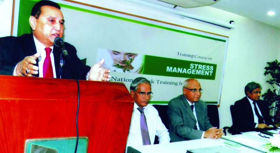 Shamsul Huda Khan, Managing Director of National Bank Limited, addressing a training on "Stress Management" at its training institute recently.