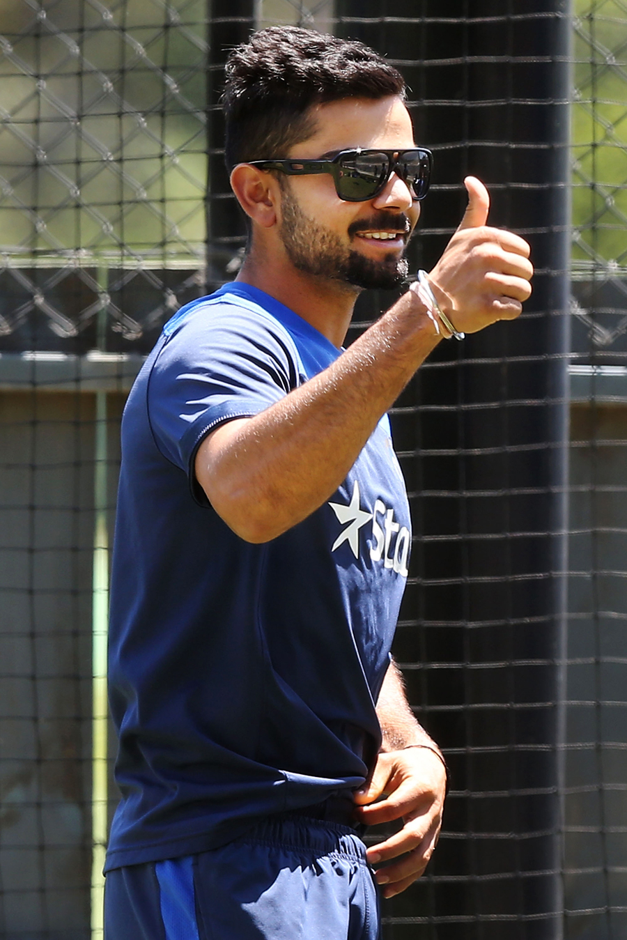 Virat Kohli gestures during a training session at Adelaide on Monday.