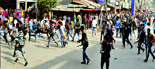 Students of Rajshahi Govt College brought out a protest rally and blocked the road demanding arrest and punishment to the killer driver of their three fellows, and at one stage they locked in clashes with police on Monday.