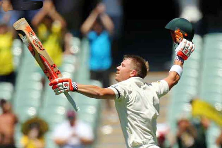 Australia opener David Warner scored his tenth Test century and dedicated the innings to his 'friend' Phillip Hughes on Tuesday.