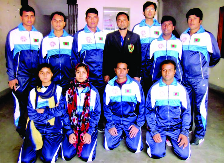 Members of Bangladesh Shitoryu Karate-Do Union team pose for a photo session before leaving the city for Singapore to take part in the 14th Asia-Pacific Shitoryu Karate-Do Championship scheduled to be held in Singapore from December 10 to December 15.