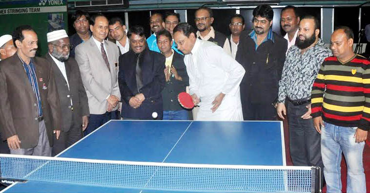 Minister for Information Hasanul Haque Inu, MP formally opens the Agrani Bank Limited Dhaka Metropolis Table Tennis League at the Shaheed Tajuddin Ahmed Indoor Stadium on Tuesday.