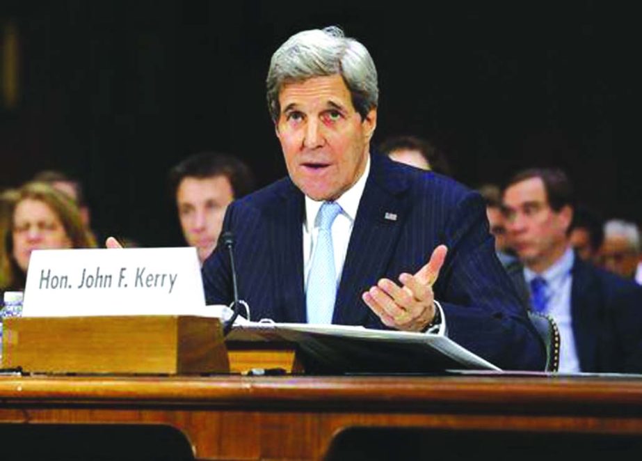 US Secretary of State John Kerry testifies before a Senate Foreign Relations Committee hearing on Capitol Hill in Washington on Tuesday.