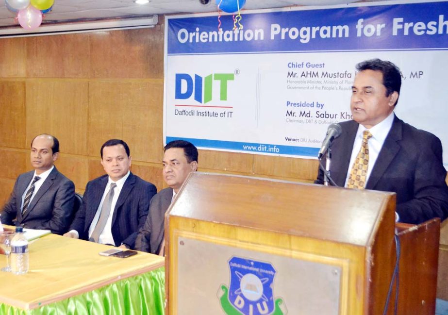 Planning Minister AHM Mustafa Kamal, FCA, MP, addressing the orientation program at DITT on Wednesday