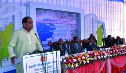 State Minister for Land Saifuzzaman Chowdhury Javed addressing the inauguration ceremony of One Stop service Centre of land administration at Chittagong Sadar Land office on Saturday as Chief Guest.