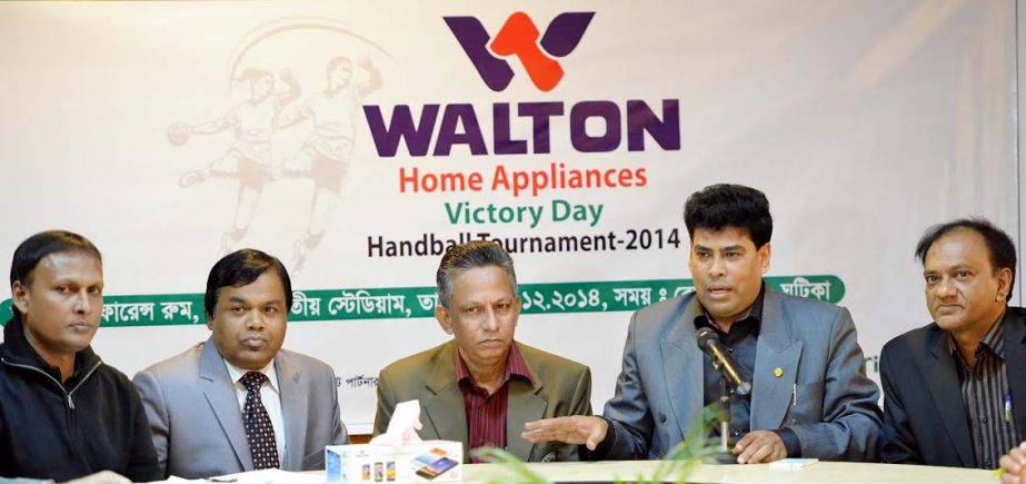 Additional Director of RB Group FM Iqbal Bin Anwar Dawn speaking at a press conference at the conference room of Bangabandhu National Stadium on Sunday.