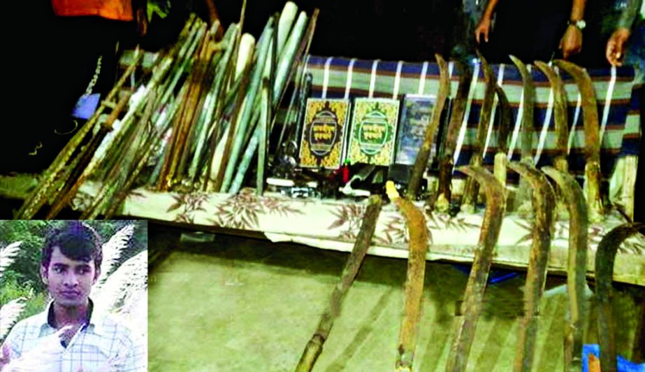 Huge lethal weapons, bullets and wooden sticks were recovered by the police from Shahjalal Hall of Ctg University in a raid soon after BCL's factional clashes on Sunday.