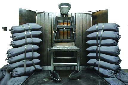 Photo shows the firing squad execution chamber at the Utah State Prison in Draper, Utah.