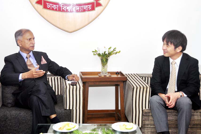 Dr Masami Ishibashi, Professor of Natural Products Chemistry of Chiba University, Japan meets DU Vice-Chancellor Prof Dr AAMS Arefin Siddique on Wednesday at the latter's office.