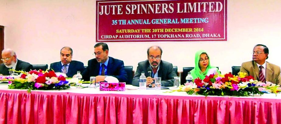 Muhammad Shams-ul Huda, Chairman of Jute Spinners Ltd, presiding over the 35th Annual General Meeting of the company at CIRDAP auditorium in the city on Saturday.