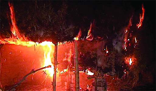 At least ten houses were set ablaze and ten more vandalized following the death of Awami League activist in fierce clash between the two factions of local Awami League and Jubo League at Poradah village in Mirpur upazila in Kushtia on Friday. Banglar C