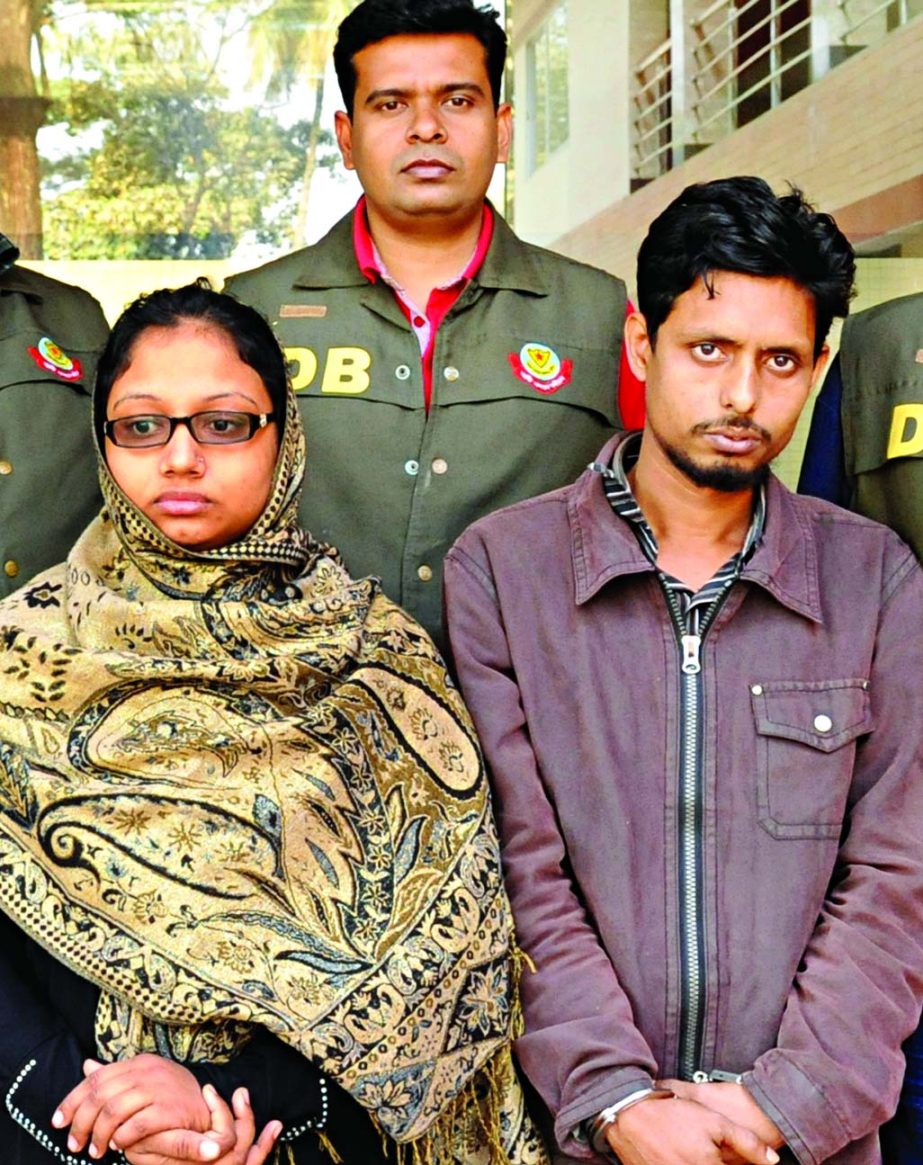 DB police on Thursday arrested a woman, wife of abducted Altaf Hossain, along with a person for allegedly killing her husband.