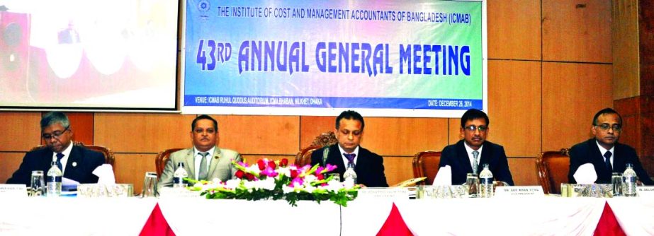 Mohammed Salim, FCMA, President of the Institute of Cost and Management Accountants of Bangladesh, presiding over the 43rd Annual General Meeting of the institute at its auditorium in the city on Friday.