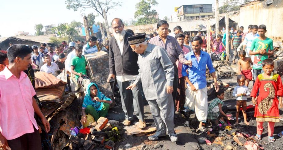 CCC Mayor Alhaj Monzoor Alam visited fire gutted Singapore Market at Agrabad in the city yesterday.