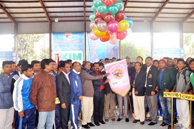 State Minister for Youth and Sports Biren Sikder inaugurating the EXIM Bank 24th National Men's Handball Championship by releasing the balloons as the chief guest at the Shaheed (Captain) M Mansur Ali National Handball Stadium on Sunday.