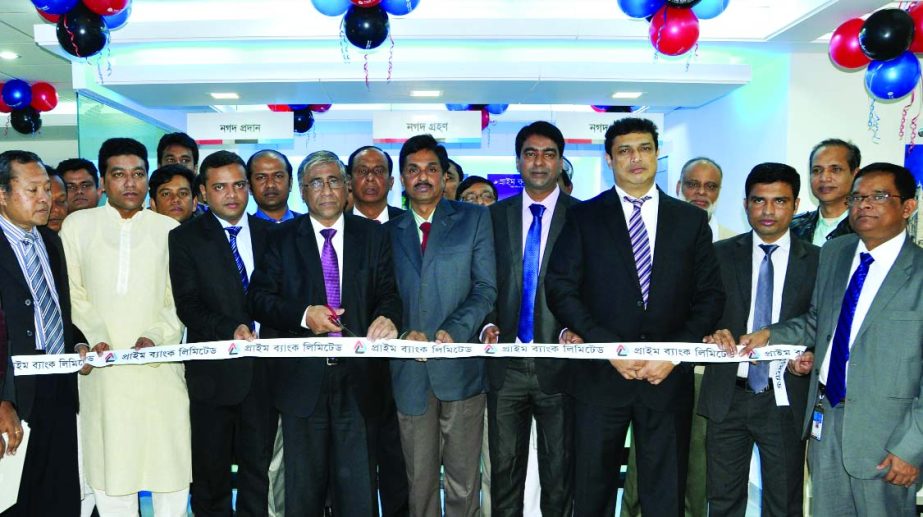 Ahmed Kamal Khan Chowdhury, Managing Director of Prime Bank Limited, inaugurating 140th branch of the bank at Fenchuganj in Sylhet on Tuesday. Mohammad Mobarak Hossain, General Manager of BB, Sylhet was present as special guest while EVP & Head of Amberk