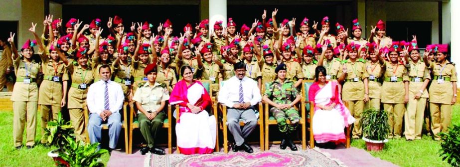 COMILLA: Successful students of Feni Girls' Cadet College posed with their principal and teachers as the college secured 3rd position in JSC examination on Tuesday.