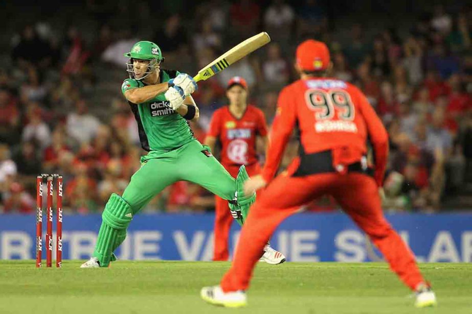 Kevin Pietersen of the Stars plays a shot during the Big Bash League match between the Melbourne Renegades and the Melbourne Stars at Etihad Stadium on Saturday in Melbourne, Australia.