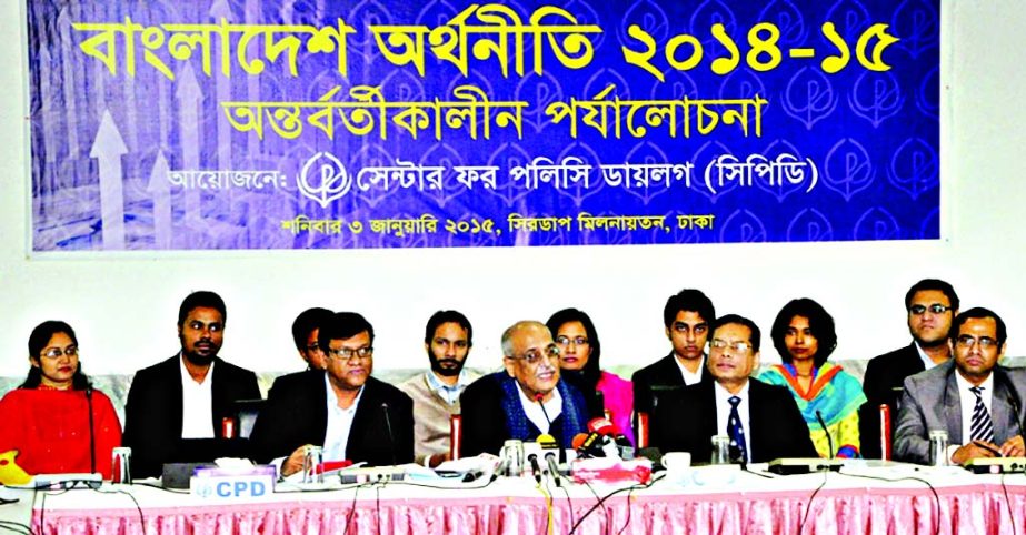 CPD Fellow Dr Debapriya Bhattachariya speaking at a press briefing on state of the Bangladesh Economy in FY 2014-15 at CIRDAP auditorium on Saturday.