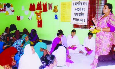 TANGAIL: Manzu Rani Pramanik, Coordinator , SUPRA , an NGO speaking on tailoring at the office premises recently.