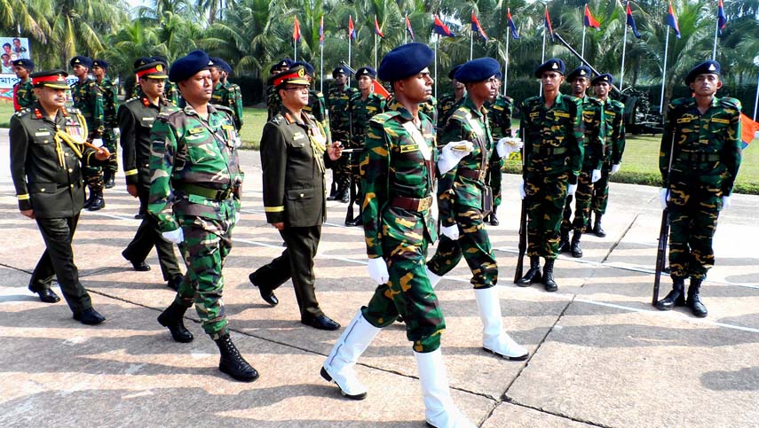 GOC of Army Training and Doctrine Command Lieutenant General Chowdhury Hasan Sarwardy reviewed the attestation parade of the recruits of 82nd batch of the Artillery Regiment held at AC&S , Halishahar Cantonment in Chittagong on Monday.