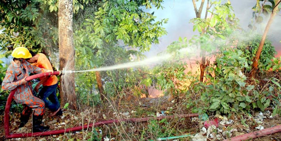 Fire gutted at least 50 houses and shops at Rangamati town on Monday.