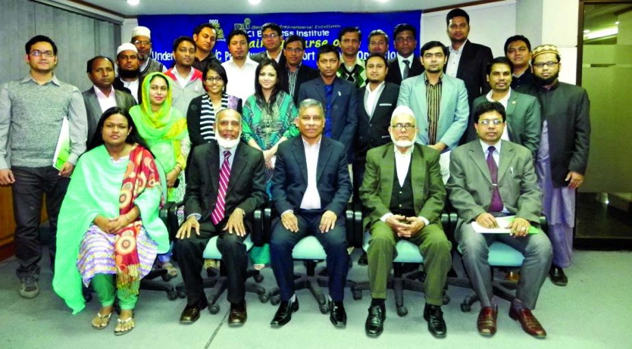 Md Shoaib Choudhury, Executive Director of Dhaka Chamber of Commerce & Industry Business Institute, poses with the participants of a training course on 'Understanding Import & Export Operation and LC Procedures', at its premises on Saturday.