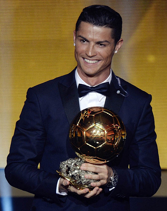 Cristiano Ronaldo of Portugal reacts after winning the FIFA Men's soccer player of the year 2014 prize at the FIFA Ballon d'Or awarding ceremony at the Kongresshaus in Zurich, Switzerland on Monday.