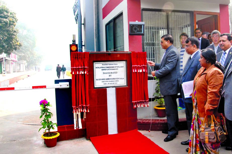 Major General Mohd Habibur Rahman Khan, ndc, psc, Executive Chairman of Bangladesh Export Processing Zones Authority, launching Automated Digitalized Intelligent Barrier Gate at Dhaka EPZ on Wednesday.