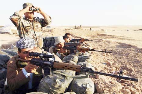 Kurdish Peshmerga soldiers seen at location near Baghdad.