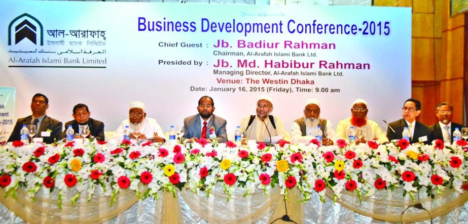 Badiur Rahman, Chairman of Al-Arafah Islami Bank Ltd, inaugurating its "Business Development Conference 2015" at a city hotel on Friday. Md Habibur Rahman, Managing Director of the bank presided.