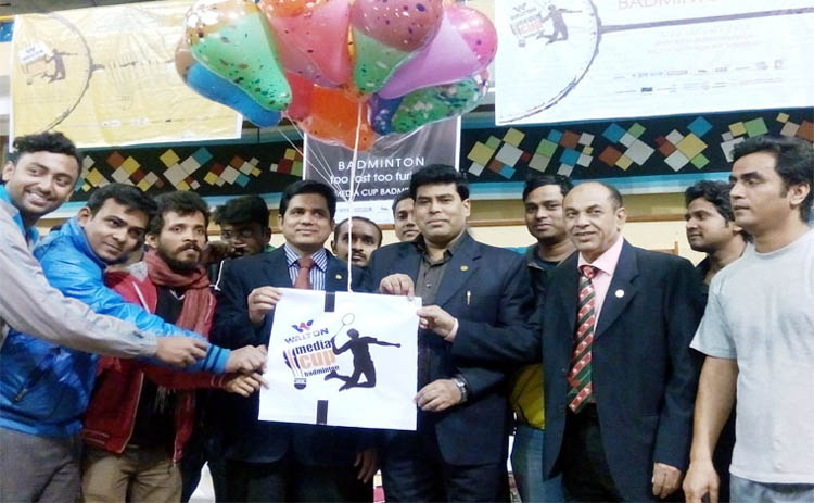 Additional Director of RB Group FM Iqbal Bin Anwar Dawn inaugurating the Walton Media Cup Badminton Tournament by releasing the balloons as the chief guest at the Shaheed Suhrawardy Indoor Stadium in Mirpur on Sunday.
