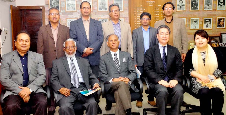 Dhaka University Vice-chancellor Prof AAMS Arefin Siddique is seen with the two-member delegation led by Prof Dr Toru Tanigawa, Deputy Director General of Art, Science and Technology Centre for Cooperative Research of Kyushu University, Japan on Thursday
