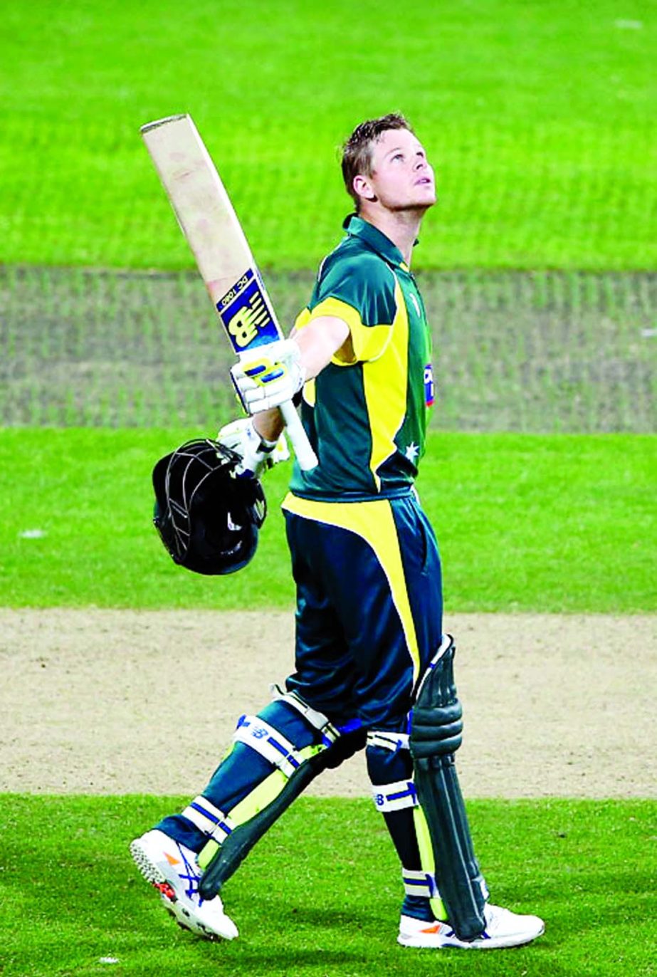 Steven Smith became the first player to score both an ODI and Test ton on captaincy debut, Australia v England, Carlton Mid Tri-Series, Hobart on Friday.