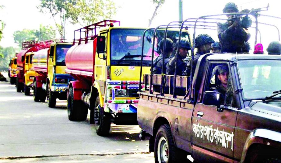 About 292 oil tankers moved through different highways under the escort of Border Guard Bangladesh [BGB] in the last 24 hours ending at 6:00am on Friday. BGB has already promised full security for goods movement, especially on Dhaka-Chittagong and Chittag