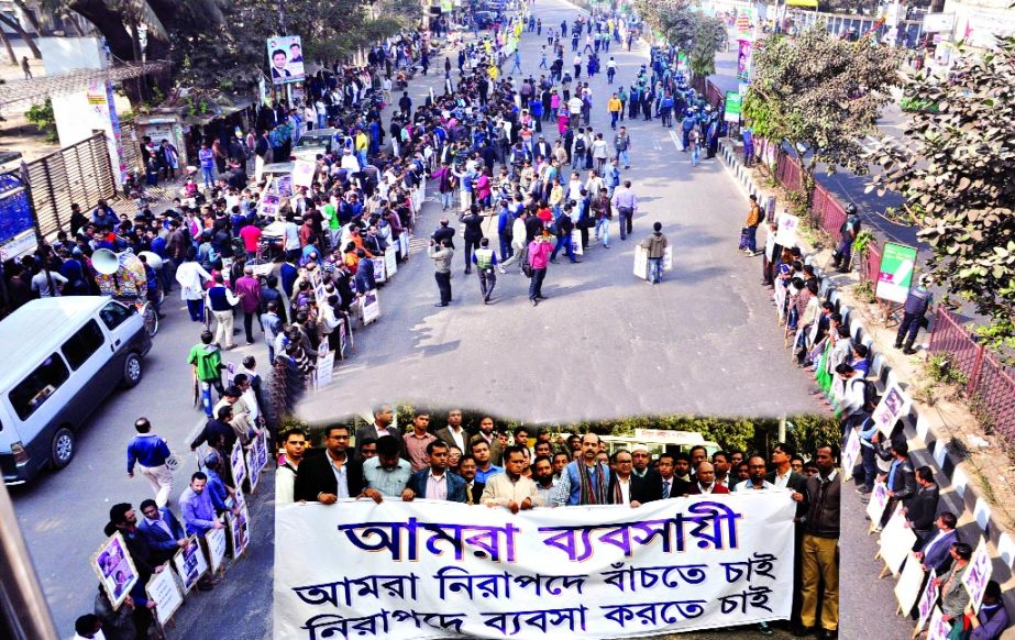 Professionals including businessmen, lawyers, artistes staged separate rallies near the High Court and Jatiya Press Club protesting vandalism and bomb attacks across the country on Saturday.