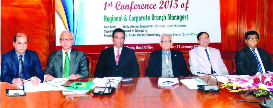 Hafiz Ahmed Mazumder, Chairman of the Board of Directors of Pubali Bank Limited, inaugurating 1st Regional and Corporate Branch Managers' Conference-2015 at its head office recently. Md Abdul Halim Chowdhury, Managing Director (Current Charge) and Deputy