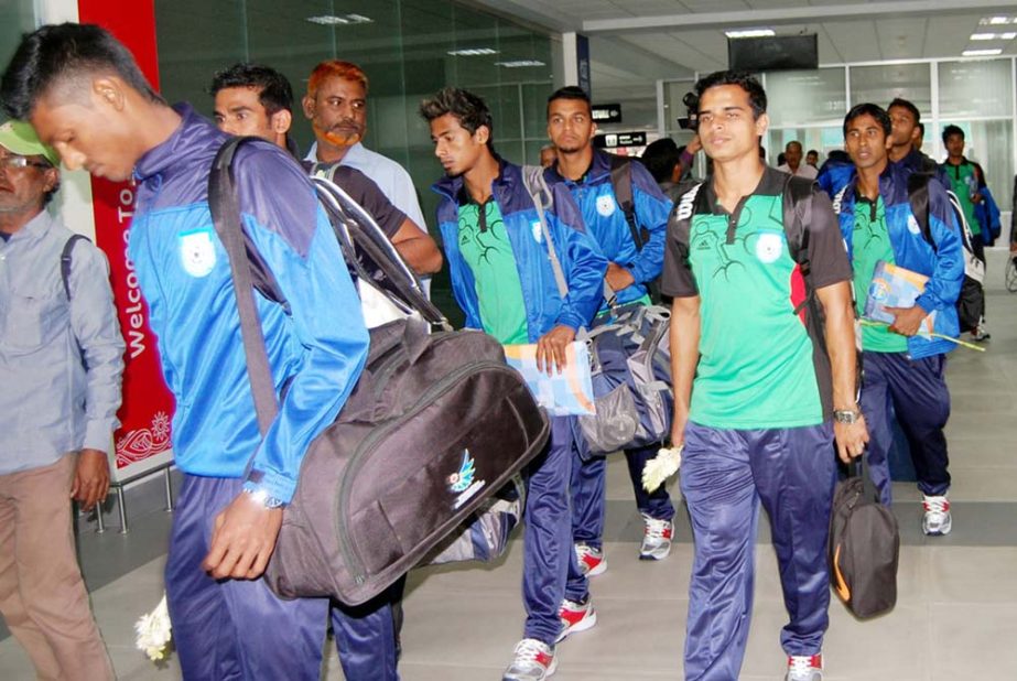 Members of Bangladesh National Football team reached at Sylhet on Monday.