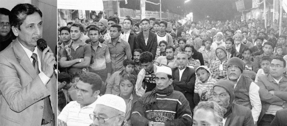 CDA Chairman Abdus Salam addressing a view exchange meeting with the people of Sholoshahar in the city yesterday.